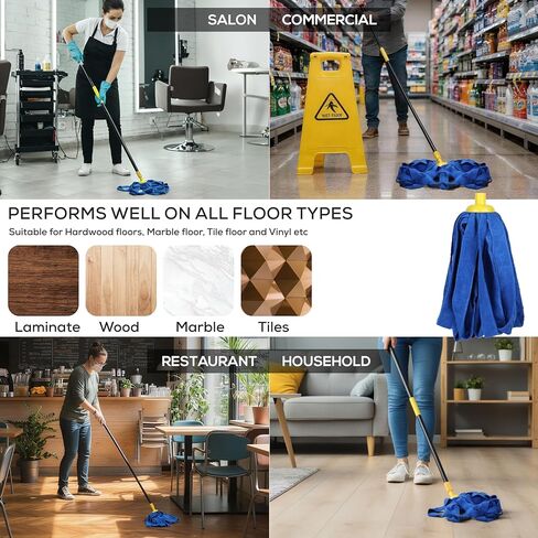 رؤوس ممسحة بديلة من الألياف الدقيقة من Kleen Handler بمقبض قابل للتمدد 61 بوصة، 3 قطع من المسمار على الممسحة القابلة لإعادة التعبئة للتنظيف التجاري والمنزلي، متوافقة مع جميع مقابض عمود الخيوط القياسية الأمريكية in Kuwait