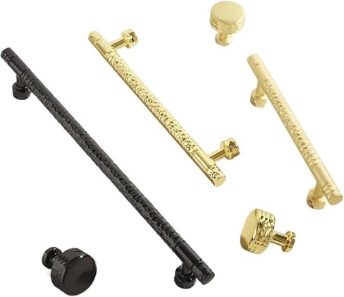 Solid T Shaped Hammer Pattern Wardrobe Drawer Furniture Door Handles Pulls 1Pcs(Bright Black) in Kuwait