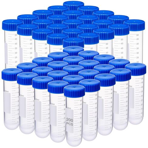 Konohan 200 Pack 50ml Polypropylene Centrifuge Tubes with Screw Caps Round Bottom Sterile Graduated Test Tubes for Science Lab School Storage in Saudi Arabia
