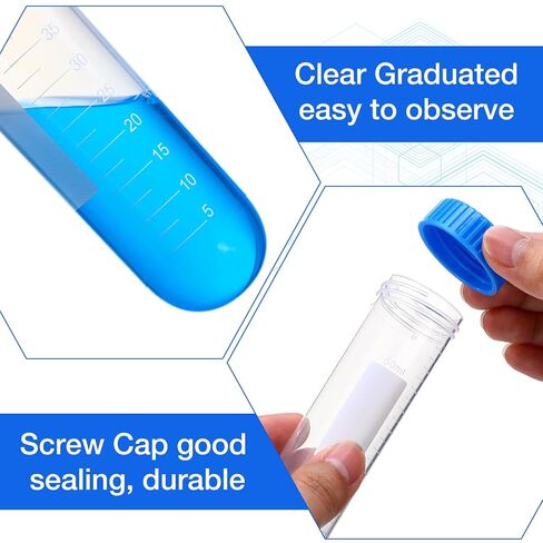 Konohan 200 Pack 50ml Polypropylene Centrifuge Tubes with Screw Caps Round Bottom Sterile Graduated Test Tubes for Science Lab School Storage in Saudi Arabia
