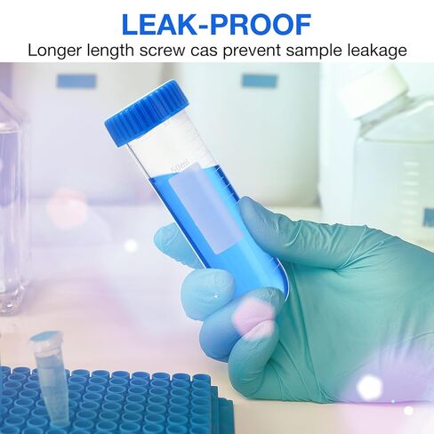 Konohan 200 Pack 50ml Polypropylene Centrifuge Tubes with Screw Caps Round Bottom Sterile Graduated Test Tubes for Science Lab School Storage in Saudi Arabia