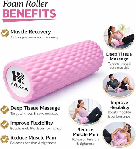 Pink Foam Roller-Medium Soft Density Muscle for Muscle Recovery, Yoga, Pilates & Physical Therapy in Kuwait