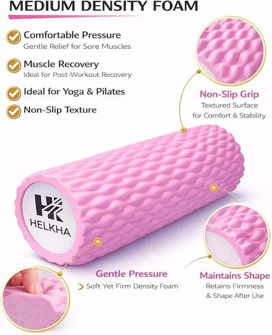Pink Foam Roller-Medium Soft Density Muscle for Muscle Recovery, Yoga, Pilates & Physical Therapy in Kuwait