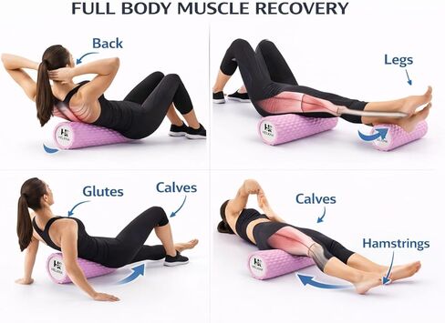 Pink Foam Roller-Medium Soft Density Muscle for Muscle Recovery, Yoga, Pilates & Physical Therapy in Kuwait