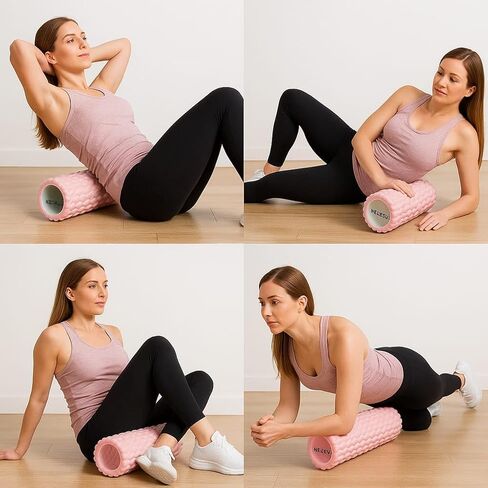 Pink Foam Roller-Medium Soft Density Muscle for Muscle Recovery, Yoga, Pilates & Physical Therapy in Kuwait