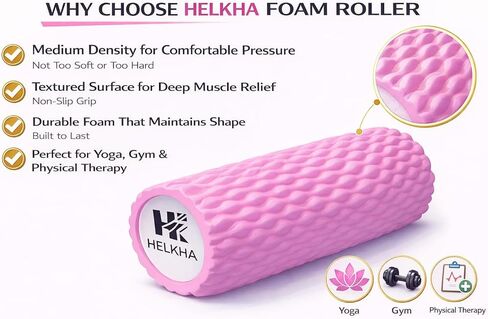 Pink Foam Roller-Medium Soft Density Muscle for Muscle Recovery, Yoga, Pilates & Physical Therapy in Kuwait