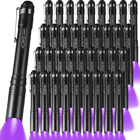 24 Pack UV Blacklight Flashlights Bulk ، 395nm UV Pen Light with Clip ، LED Handheld Blacklight Detector for Leak Pet Pet Urine Hotel Form in Kuwait