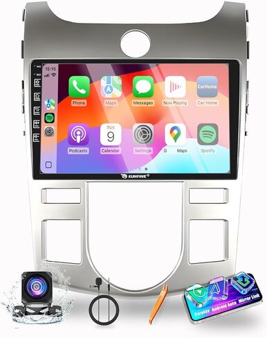 Kunfine Car Carplay Android Auto Navigation Sstereo GPS Display 9 "IPS Touchscreen Headunit Tablet Pad Player for Kia Forte 08-17 ، إن أمكن in Kuwait