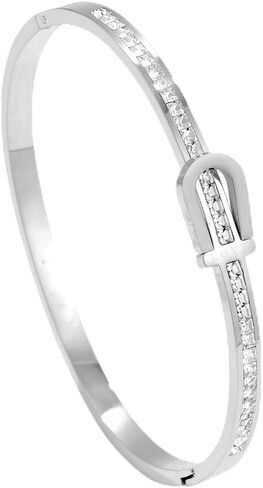 Jude Jewelers Stainless Steel Belt Buckle Style Open Clasp Bangle Bracelet in Saudi Arabia