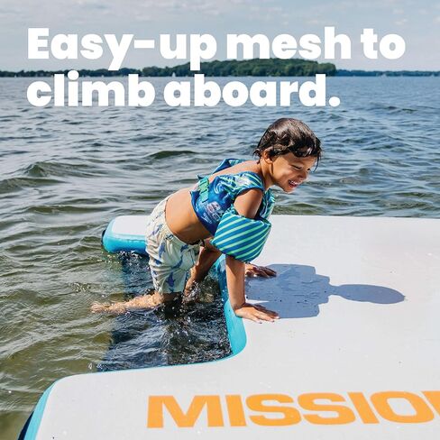 MISSION Boat Gear Reef Lite بساط ماء قابل للنفخ للبحيرة حصيرة عائمة شديدة التحمل للقارب يحمل من 2 إلى 4 أشخاص طوف منصة عائمة بسعة 1000 رطل مع شبكة سهلة الوصول للبالغين والأطفال والكلاب in Saudi Arabia