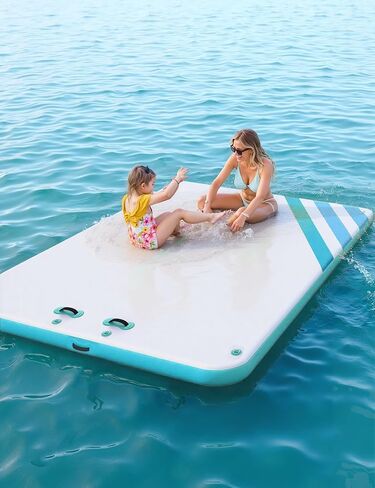 Inflatable Floating Dock Air Dock Platform Floating Island Raft with Rope Ladder Non-Slip Surface Swimming Water Platform for Pool Beach Ocean in Kuwait