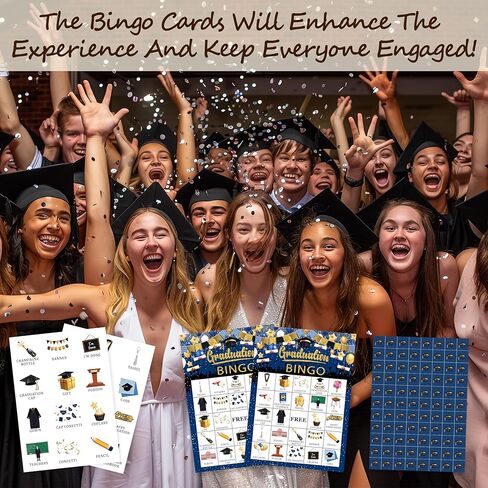بطاقات ألعاب بينجو للتخرج للبالغين، لعبة حفلات التخرج لعائلة الأصدقاء، مثالية للعبة حفلات التخرج، 24 لاعبًا من لوازم حفلات التخرج، 007 in Kuwait