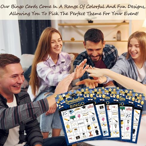 بطاقات ألعاب بينجو للتخرج للبالغين، لعبة حفلات التخرج لعائلة الأصدقاء، مثالية للعبة حفلات التخرج، 24 لاعبًا من لوازم حفلات التخرج، 007 in Kuwait