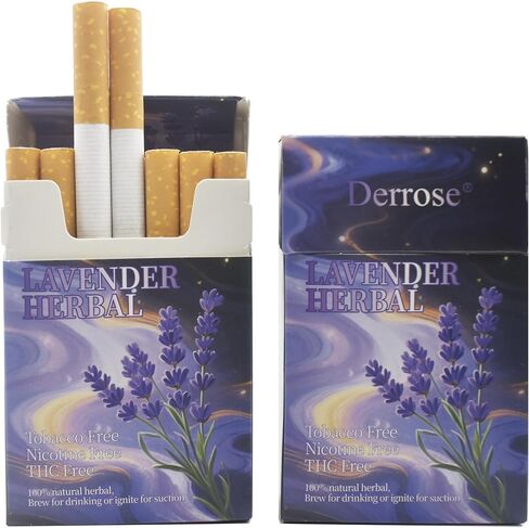 Derrose® Lavender Herbal Sticks,Herbal Cigarettes,Nicotine Free and Tobacco Free,Help Stop Smoking,Better Effect When Used with Nicotine Patches,Smoking Cessation Products,2packs-40 Sticks in Kuwait
