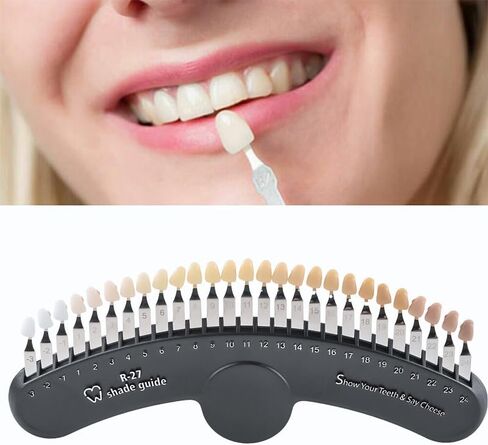 دليل ظلال تبييض الأسنان ثلاثي الأبعاد R-27 الاحترافي مع مرآة، مخطط ظلال تبييض الأسنان الكلاسيكي 27 لونًا in Kuwait