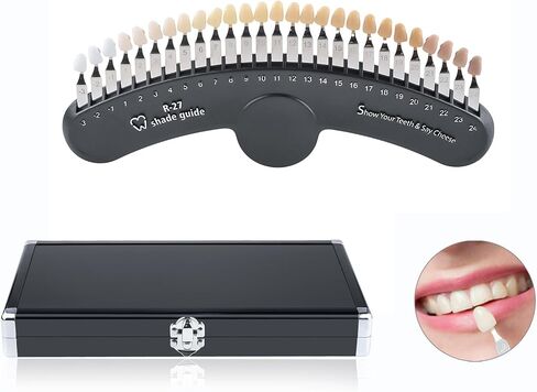 دليل ظلال تبييض الأسنان ثلاثي الأبعاد R-27 الاحترافي مع مرآة، مخطط ظلال تبييض الأسنان الكلاسيكي 27 لونًا in Kuwait