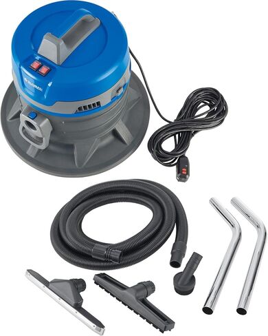 Global Industrial Drum Top Wet/Dry HEPA Vacuum, 55 Gallon Capacity, 120 Volts, Plastic Construction, Blue, 60" Water Lift, 50'L GFCI Power Cord, 5 Piece Kit in Saudi Arabia