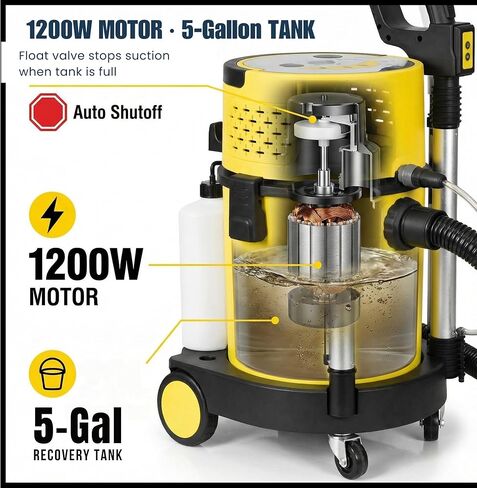 SM20 Commercial Wet Dry Vacuum Cleaner, 5-Gallon Multi-Function Carpet Cleaning Vacuum with Spray Extraction & Blower, HEPA Filter, 1200W 120V for Offices, Auto Detailing in Kuwait