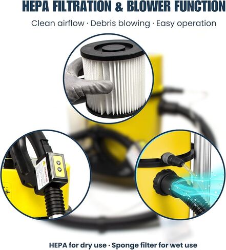 SM20 Commercial Wet Dry Vacuum Cleaner, 5-Gallon Multi-Function Carpet Cleaning Vacuum with Spray Extraction & Blower, HEPA Filter, 1200W 120V for Offices, Auto Detailing in Kuwait