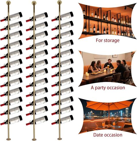 10 Pack Freestanding Floor Metal Rack Holds 120 Bottles Display Storage Shelves for Kitchen Pantry Dining Room Bar in Kuwait