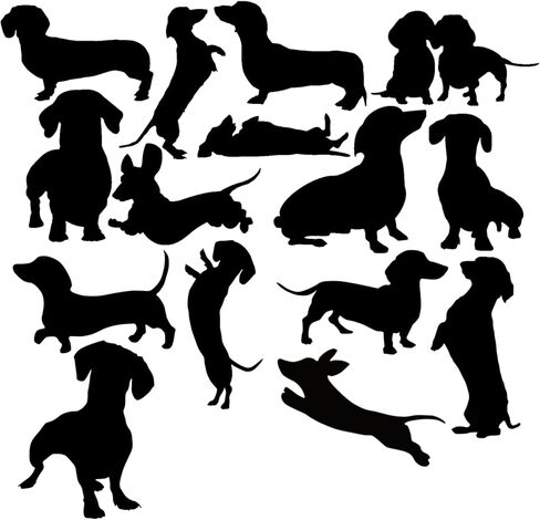 Pet Dog Dachshund Silhouette 15 Cute Stickers Pack - Sausage Dog Gifts - Car Bumper Sticker - Light Switch Sticker - Wall Decal - Dachshund Gifts - Scrapbook Stickers (Small, Black) in Kuwait