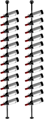 60 زجاجة رف تثبيت على الحائط يمكن فصله بنفسك، 5 عبوات من رفوف التثبيت المعلقة، حامل عرض زجاجة معدنية سوداء للمنزل، قبو البار وغرفة الطعام في المطبخ in Kuwait