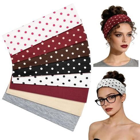 8 Pack Wide Headbands for Women, Elastic Soft Fabric Hair Bands Hair Warp for Daily Workout Yoga Running, Non Slip 8 Colors in Saudi Arabia
