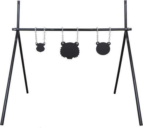 Precision Rimfire Steel Target System - 3mm Carbon Steel Animal Silhouette Targets (4", 6", 8") - Portable 32.7" A-Frame Stand for .22 LR, Airsoft & Pellet Guns - Heavy-Duty Training Kit in Kuwait