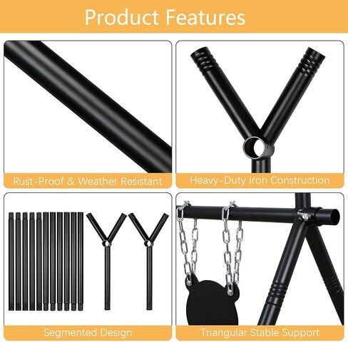 Precision Rimfire Steel Target System - 3mm Carbon Steel Animal Silhouette Targets (4", 6", 8") - Portable 32.7" A-Frame Stand for .22 LR, Airsoft & Pellet Guns - Heavy-Duty Training Kit in Kuwait