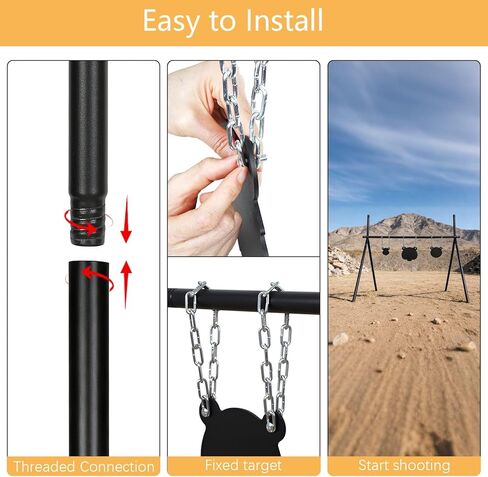 Precision Rimfire Steel Target System - 3mm Carbon Steel Animal Silhouette Targets (4", 6", 8") - Portable 32.7" A-Frame Stand for .22 LR, Airsoft & Pellet Guns - Heavy-Duty Training Kit in Kuwait