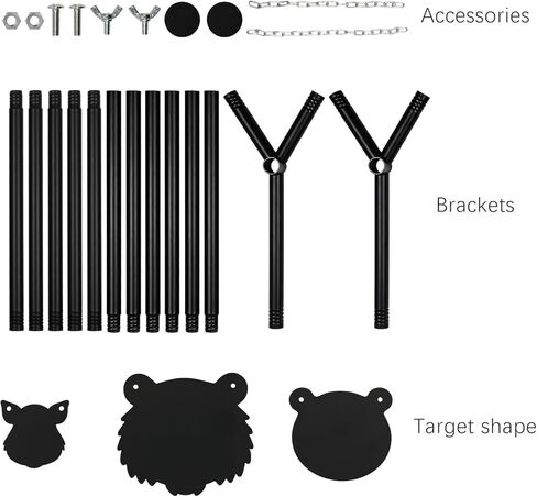 Precision Rimfire Steel Target System - 3mm Carbon Steel Animal Silhouette Targets (4", 6", 8") - Portable 32.7" A-Frame Stand for .22 LR, Airsoft & Pellet Guns - Heavy-Duty Training Kit in Kuwait