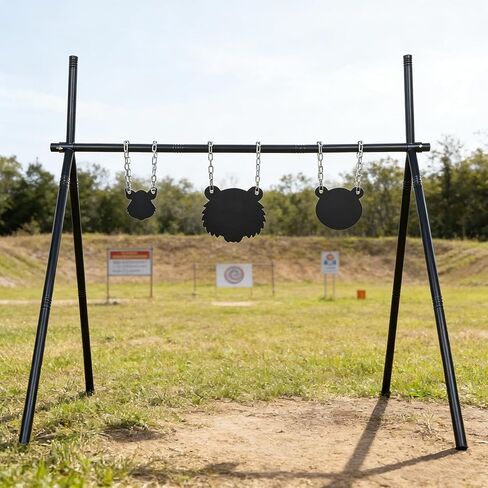 Precision Rimfire Steel Target System - 3mm Carbon Steel Animal Silhouette Targets (4", 6", 8") - Portable 32.7" A-Frame Stand for .22 LR, Airsoft & Pellet Guns - Heavy-Duty Training Kit in Kuwait
