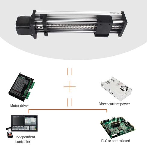 CNC Linear Stage Actuator, Double Optical Axis Linear Slide Rail 1605 Ball Screw CNC Linear Motion Rail Guide with Nema23 Stepper Motor for CNC Router Machine (300mm / 11.81") in Saudi Arabia