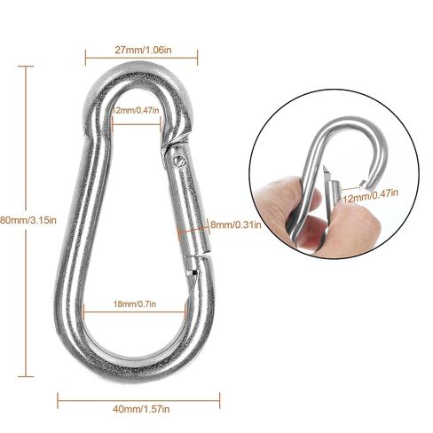 mivide 100 حزمة m8 × 3-1/8 بوصة الربيع المفاجئة السنانير الثقيلة حلقة تسلق مقاطع الصلب المجلفن رابط سريع كليب للتخييم المشي لمسافات طويلة السفر في الهواء الطلق سوينغ الصالة الرياضية، سعة 500 رطل in Saudi Arabia