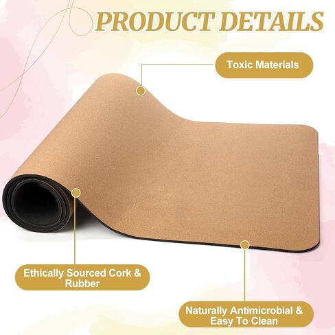 7 Pcs Cork All in One Yoga Essentials Kit Large Cork Yoga Mat and Blocks Set with Carry Strap and Alignment Lines 2 Pcs Massage Balls 10ft Stretch Strap for All Levels in Saudi Arabia