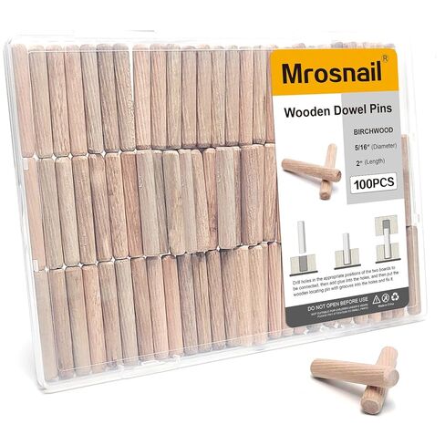 260 Pcs Wooden Dowel Pins in 4 Sizes, 1/4, 5/16, 3/8 inch Fluted Wood Dowels Hardwood Pegs for Table Legs, Wooden Frames, Bookshelves in Kuwait