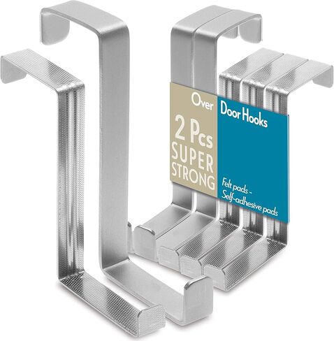 خطافات فوق الباب، مجموعة مكونة من 20 خطافًا من الفولاذ المقاوم للصدأ - 12 × شماعة معطف على شكل حرف J، 4 × حامل مناشف على شكل Z، 4 × خطافات خزانة تناسب حتى 1 3/8 بوصة - شماعة إكليل، رفيعة بما يكفي لإغلاق الأبواب in Kuwait