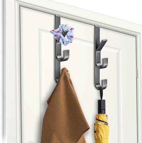 Metal Over The Door Hooks, Over Door Hooks for Wreath ，Room, Bathroom, Bedroom, Kitchen Hanging Clothes, Towels, Hats, Coats(Length: 7.4in / 18.8cm) in Saudi Arabia
