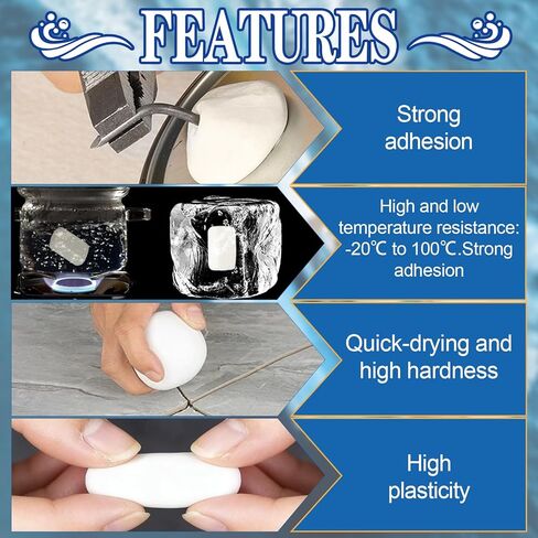 200g Epoxy Putty, White Putty Stick Fix Leaks Strong Adhesion Durability Waterproof for Repairing Leaks Cracks Filling Holes Sculpting Epoxy Sculpting Clay Metal Ceramics Plastics Wood Tiles in Kuwait