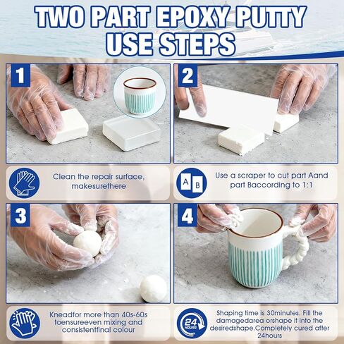 200g Epoxy Putty, White Putty Stick Fix Leaks Strong Adhesion Durability Waterproof for Repairing Leaks Cracks Filling Holes Sculpting Epoxy Sculpting Clay Metal Ceramics Plastics Wood Tiles in Kuwait