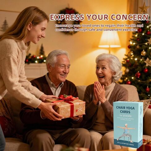 بطاقات يوغا كبيرة الحجم لكبار السن، 53 وضعية لليوجا والتمدد، سطح تمارين بطباعة كبيرة خطوة بخطوة مع صندوق تخزين، حركة منخفضة التأثير وتمارين مرونة لكبار السن in Kuwait