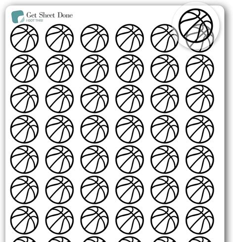 Basketball Planner Sticker / 54 Metallic Foil Transparent Vinyl (1/2") / Sports Exercise Fitness Health Workout Game Reminder/Essential Productivity Life Planner/Bullet Bujo Journal (Mint foil) in Saudi Arabia