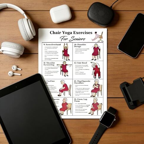 4 قطع من مخططات تمارين اليوجا على الكراسي، ملصقات تمارين اليوجا على الكراسي، مخططات تمرينات الجلوس لكبار السن والمبتدئين، مخططات تمرينات الجلوس اللطيفة للتنقل والتوازن والمرونة والتمدد واللياقة المنزلية in Kuwait