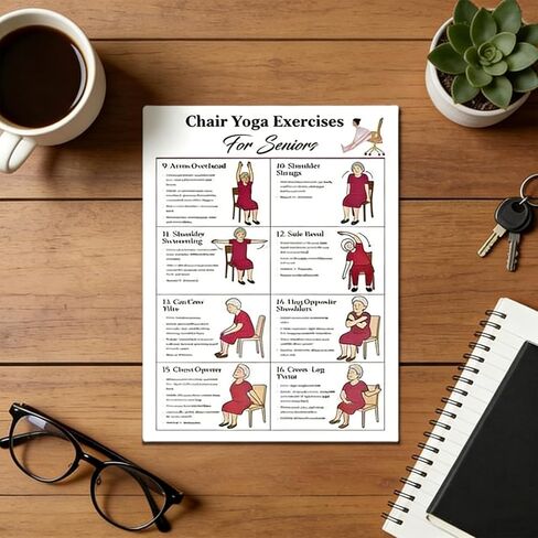 4 قطع من مخططات تمارين اليوجا على الكراسي، ملصقات تمارين اليوجا على الكراسي، مخططات تمرينات الجلوس لكبار السن والمبتدئين، مخططات تمرينات الجلوس اللطيفة للتنقل والتوازن والمرونة والتمدد واللياقة المنزلية in Kuwait