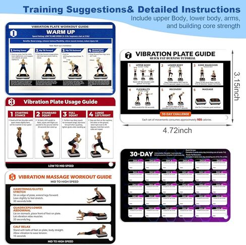 بطاقات مخطط التمرين بلوحة الاهتزاز، 5 بطاقات دليل مزدوجة الجوانب مع سجل تدريب لمدة 30 يومًا، مجموعة روتين اللياقة البدنية المحمولة للاستخدام المنزلي، ملحقات تتبع فقدان الوزن والتمارين الرياضية in Kuwait