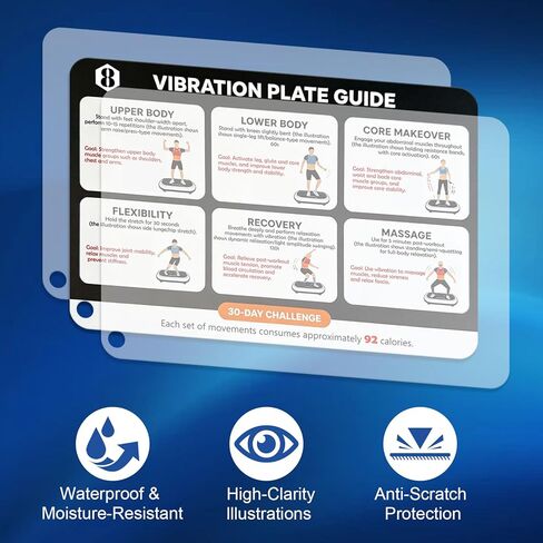 بطاقات مخطط التمرين بلوحة الاهتزاز، 5 بطاقات دليل مزدوجة الجوانب مع سجل تدريب لمدة 30 يومًا، مجموعة روتين اللياقة البدنية المحمولة للاستخدام المنزلي، ملحقات تتبع فقدان الوزن والتمارين الرياضية in Kuwait
