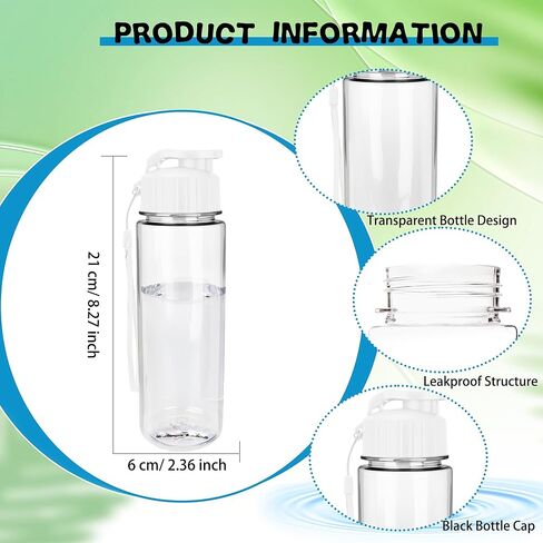 24 Pcs Plastic Water Bottles Bulk 17 OZ White Portable Leakproof Flip Top Drinking Water Bottles with Handle Strap for Outdoor Sports Cycling Hiking Camping Yoga Travel School Office Student Gifts in Saudi Arabia