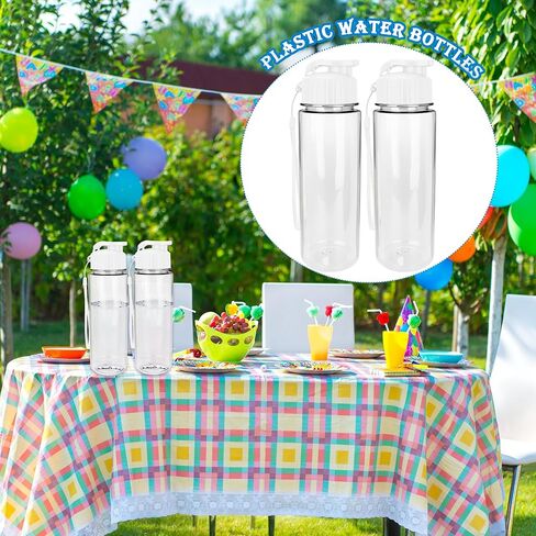 24 Pcs Plastic Water Bottles Bulk 17 OZ White Portable Leakproof Flip Top Drinking Water Bottles with Handle Strap for Outdoor Sports Cycling Hiking Camping Yoga Travel School Office Student Gifts in Saudi Arabia