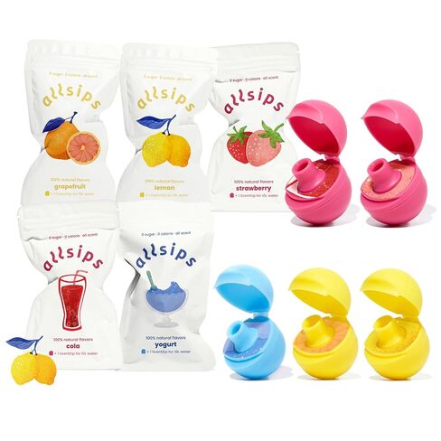 Allsips 5 كبسولات بنكهة ScentSip المنعشة | ليمون، جريب فروت، فراولة، كوكا، نكهة الزبادي in Kuwait