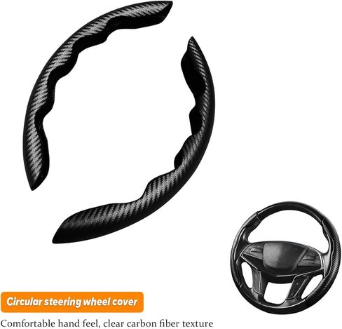 Carbon Fiber Car Steering Wheel Cover, 14.5-15 Inch Leather Segmented Vehicle Steer Wheel Protector, Anti-Slip & Breathable Auto Interior Accessories, Universal for Most Cars (Blue) in Saudi Arabia